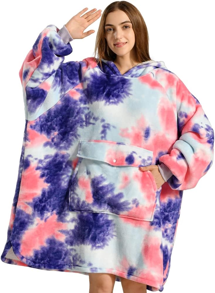 Krifey Giant Pocket Wearable Print Blanket Hoodie