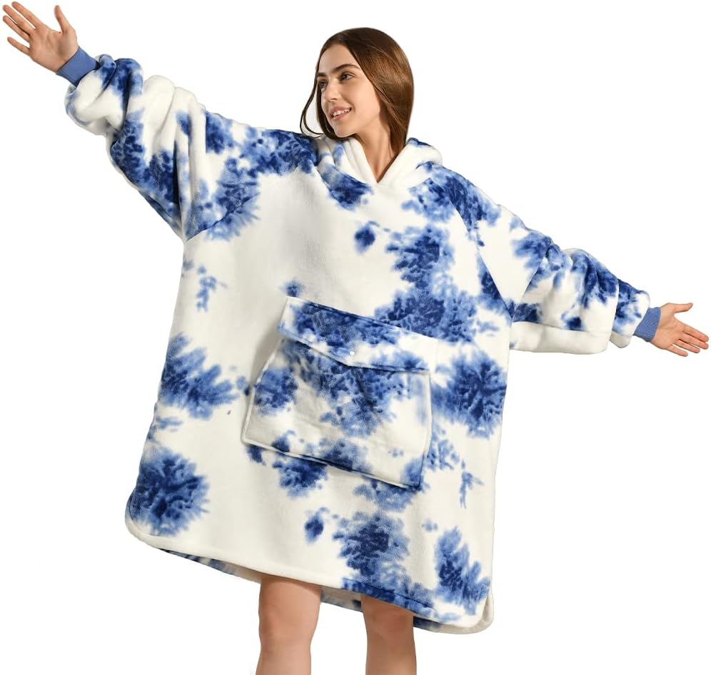 Krifey Giant Pocket Wearable Print Blanket Hoodie