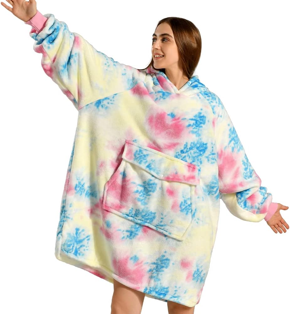 Krifey Giant Pocket Wearable Print Blanket Hoodie