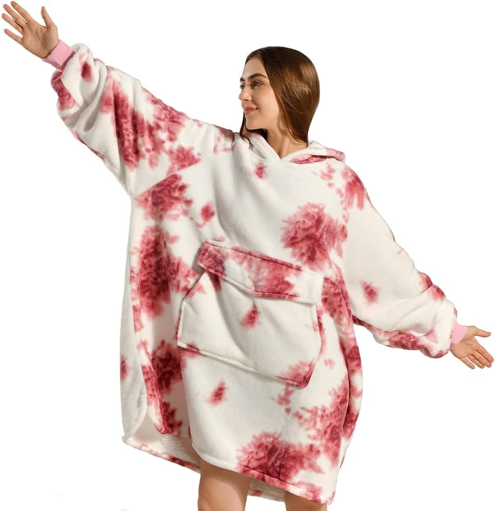 Krifey Giant Pocket Wearable Print Blanket Hoodie
