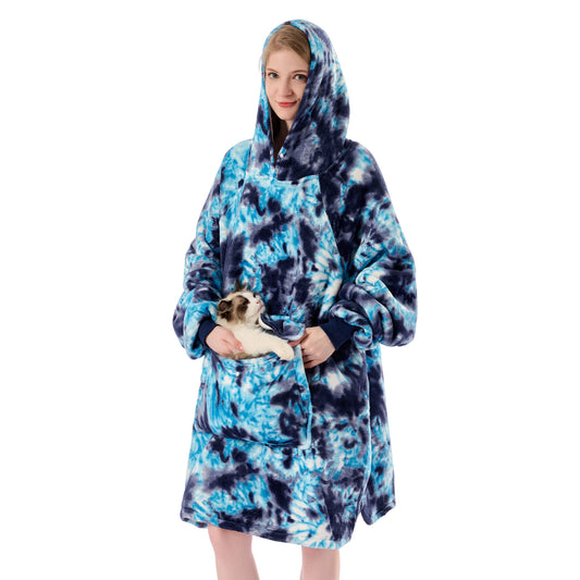 Krifey Giant Pocket Wearable Print Blanket Hoodie