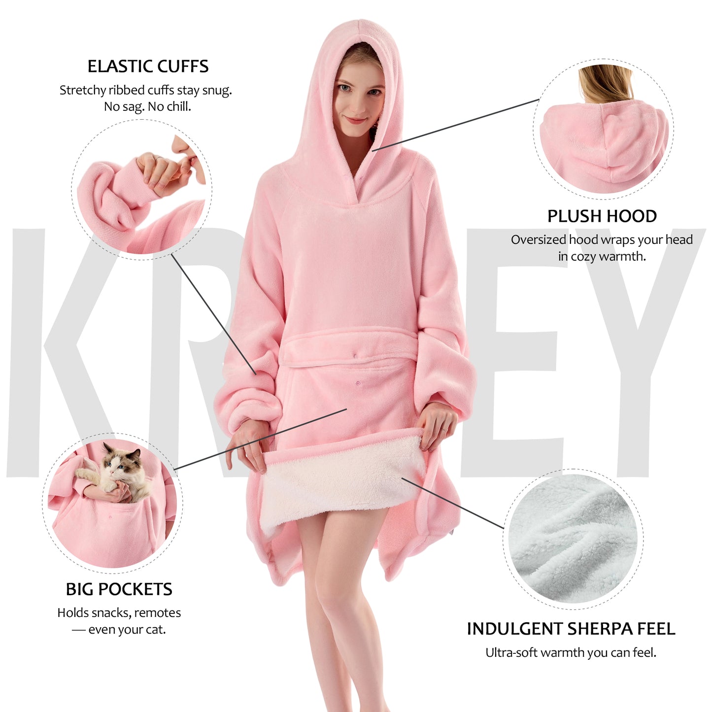 Krifey Wearable Blanket Hoodie Classic Color