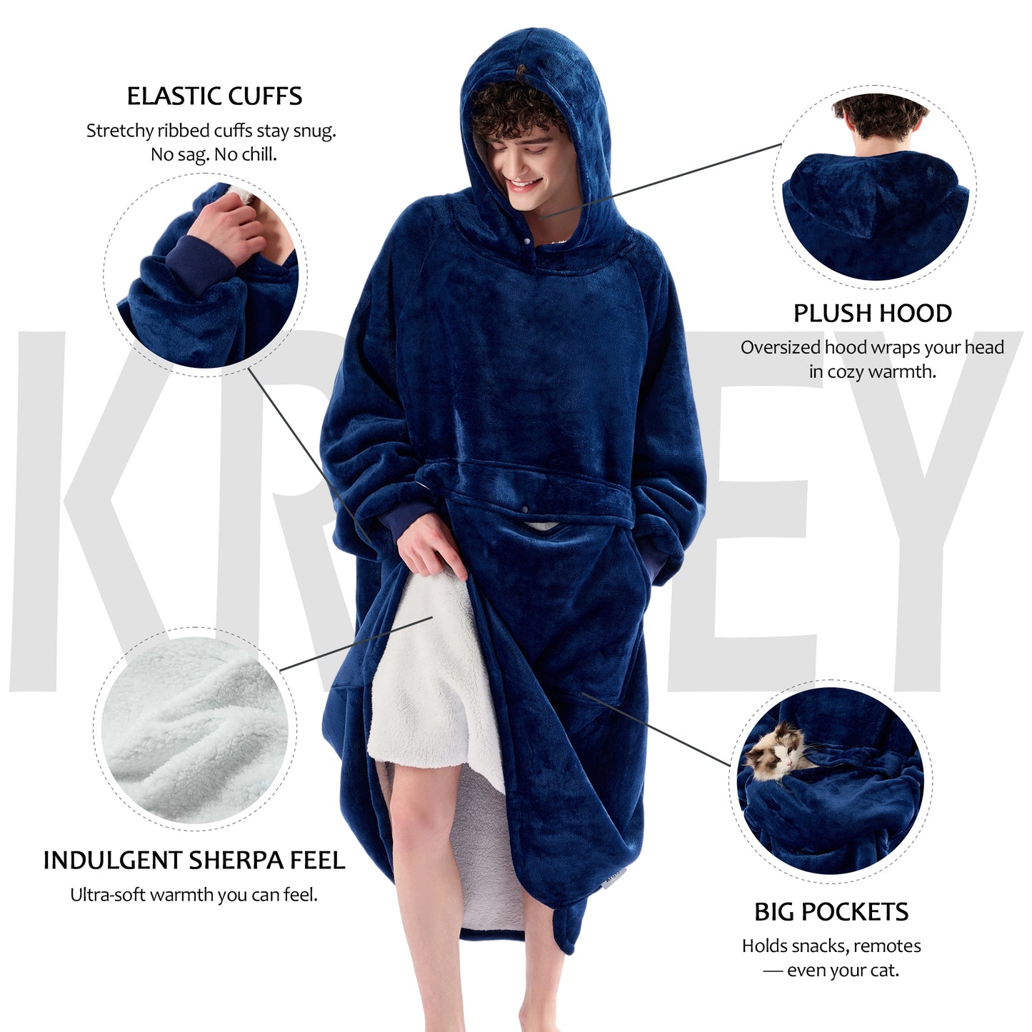 Krifey Big & Tall Wearable Blanket Hoodie