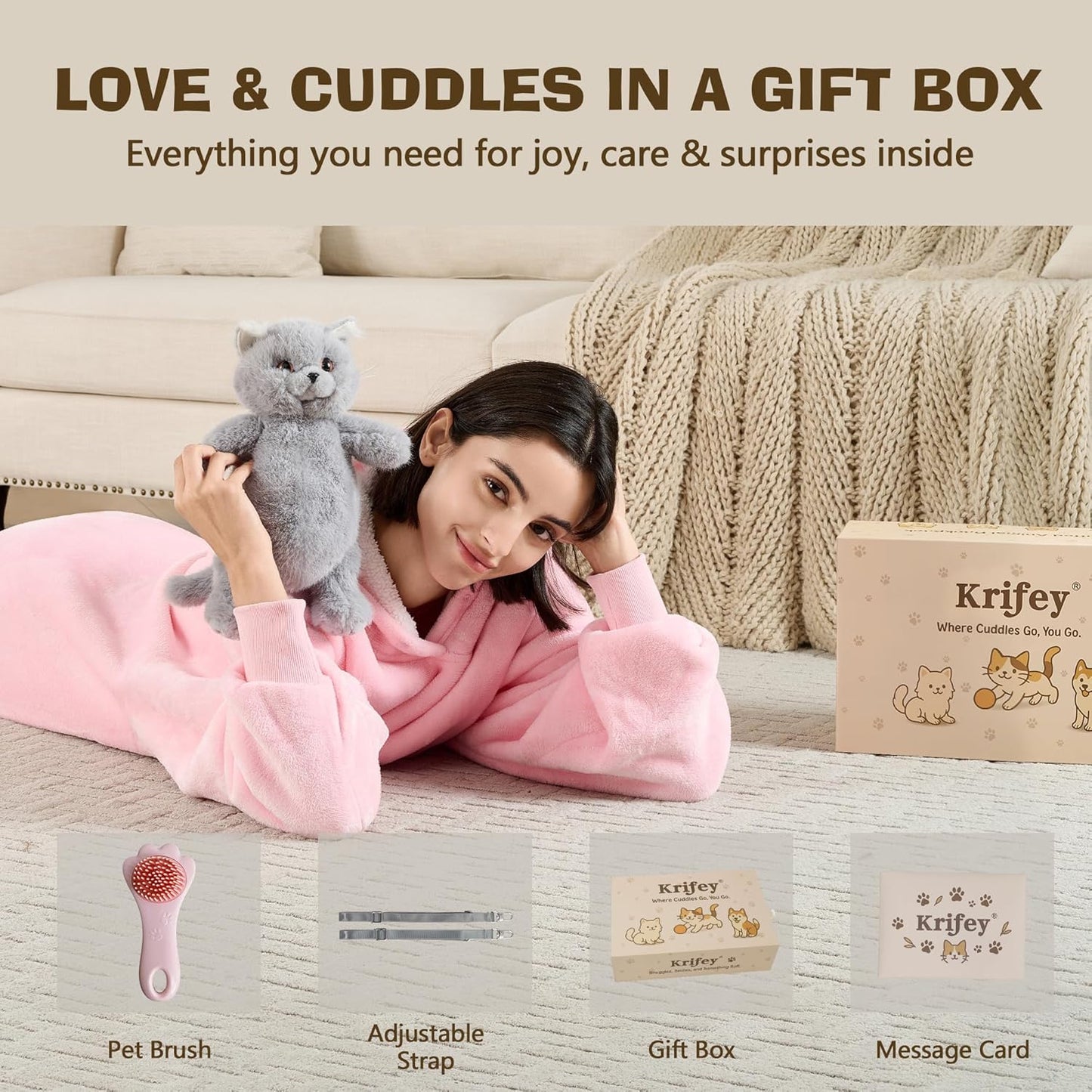 Krifey Cute Cat Handcrafted plush Backpack