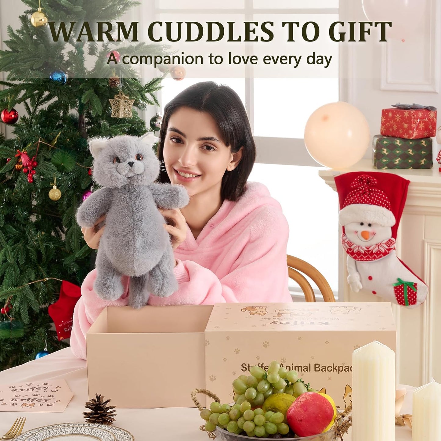 Krifey Cute Cat Handcrafted plush Backpack
