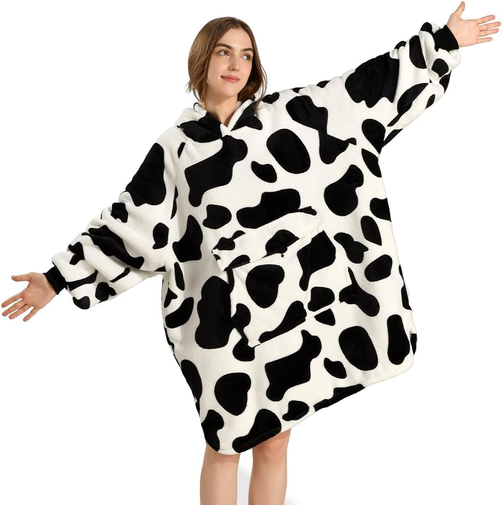 Krifey Giant Pocket Wearable Print Blanket Hoodie