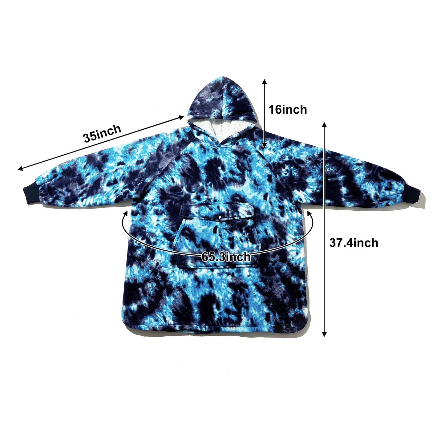 Krifey Giant Pocket Wearable Print Blanket Hoodie