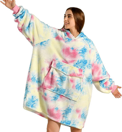 Krifey Giant Pocket Wearable Print Blanket Hoodie