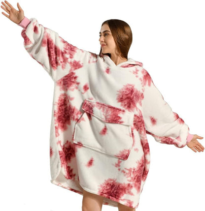 Krifey Giant Pocket Wearable Print Blanket Hoodie