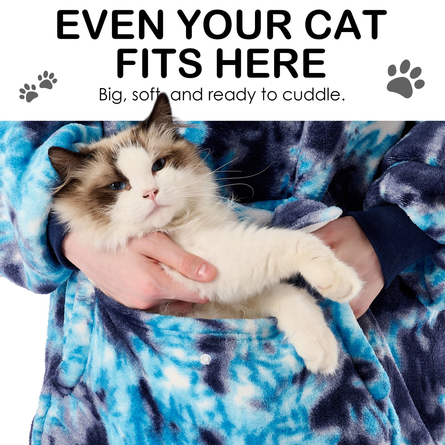 Krifey Giant Pocket Wearable Print Blanket Hoodie