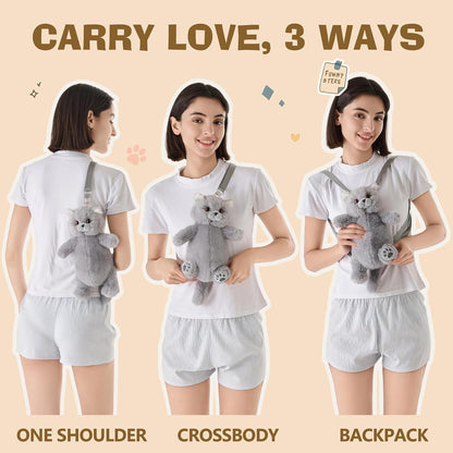 Krifey Cute Cat Handcrafted plush Backpack