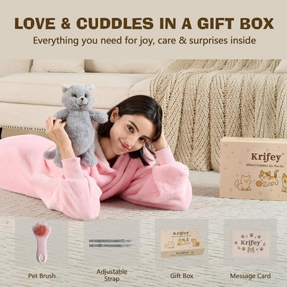 Krifey Cute Cat Handcrafted plush Backpack