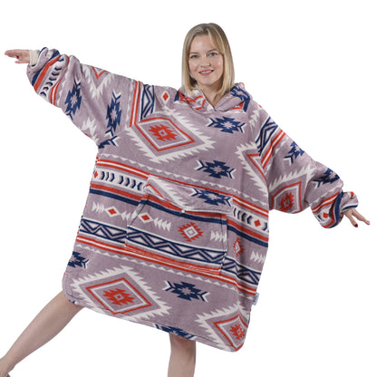 Krifey Giant Pocket Wearable Print Blanket Hoodie
