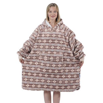 Krifey Giant Pocket Wearable Print Blanket Hoodie