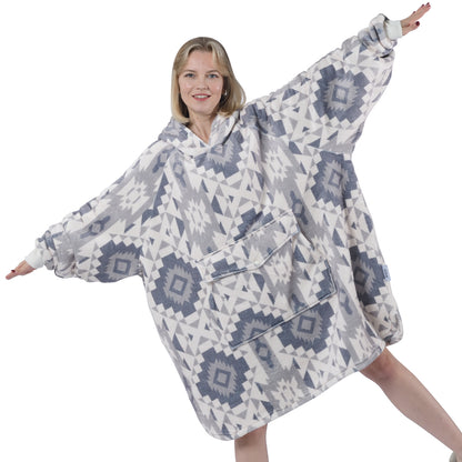 Krifey Giant Pocket Wearable Print Blanket Hoodie