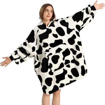 Krifey Giant Pocket Wearable Print Blanket Hoodie