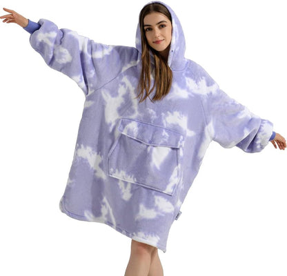 Krifey Giant Pocket Wearable Print Blanket Hoodie